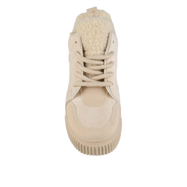lady's boots synthetic leather/textile beige 0163227