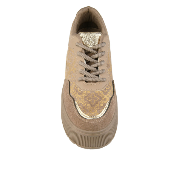 lady's sneakers textile/eco leather light brown 0162712