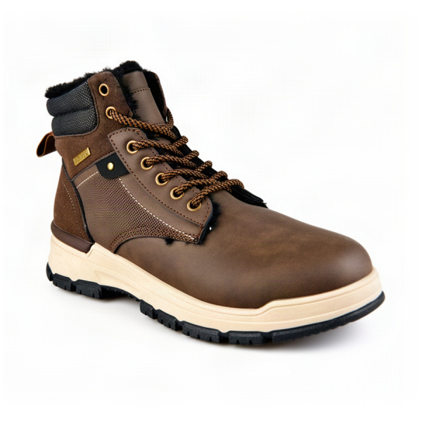 men's boots synthetic leather/textile brown 0162609