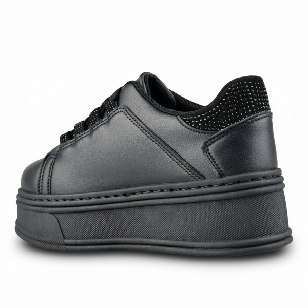 lady's sneakers synthetic leather black 0162708