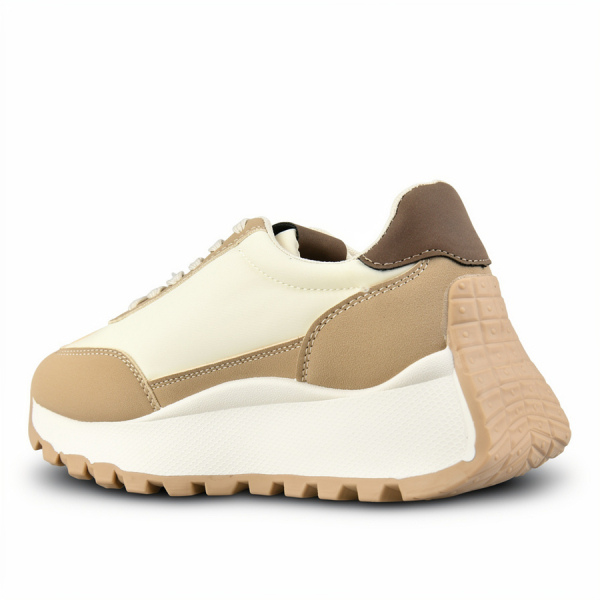lady's sneakers textile/eco leather beige 0162690