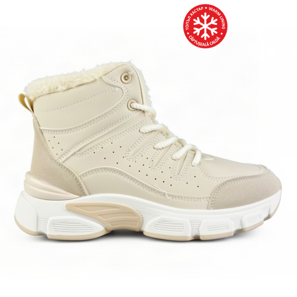 lady's boots synthetic leather beige