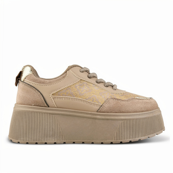 lady's sneakers textile/eco leather light brown