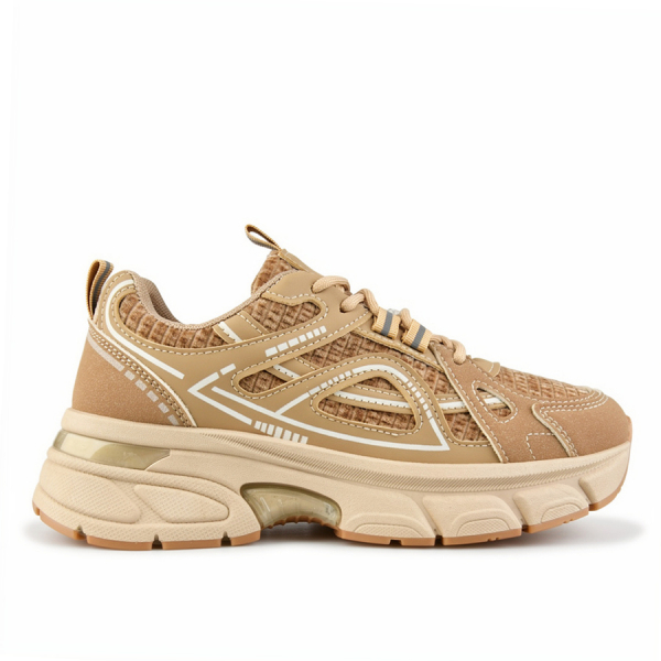 lady's sneakers eco leather/textile light brown