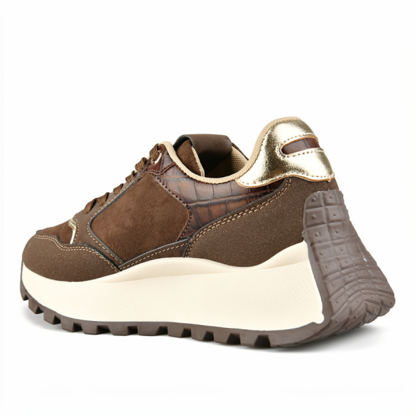 lady's sneakers textile/eco leather brown 0162688
