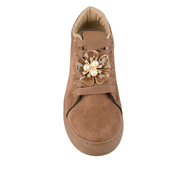 lady's sneakers textiles brown 0162702