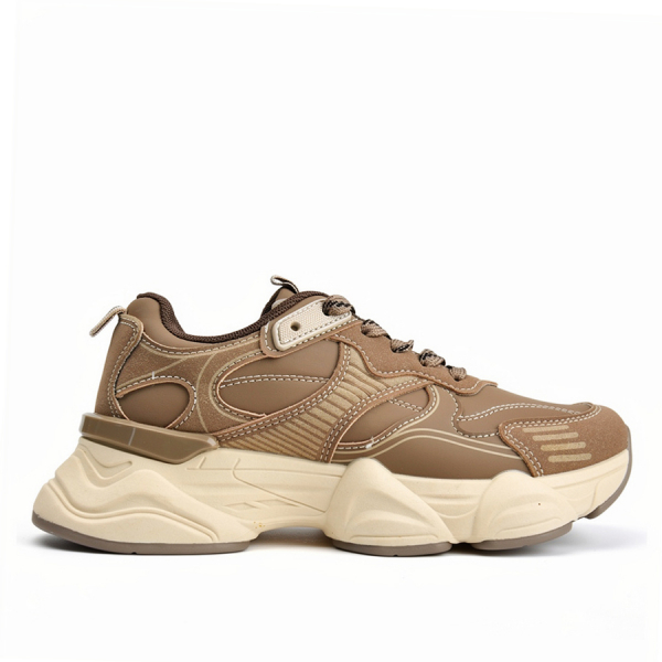 lady's sneakers synthetic leather light brown