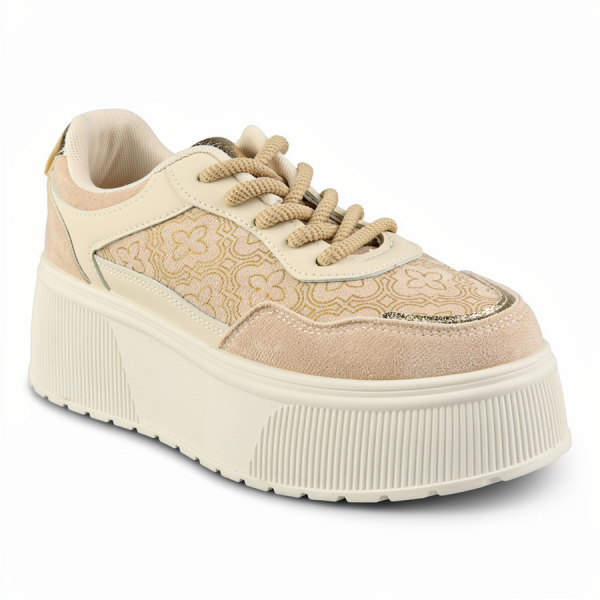 lady's sneakers textile/eco leather beige 0162711