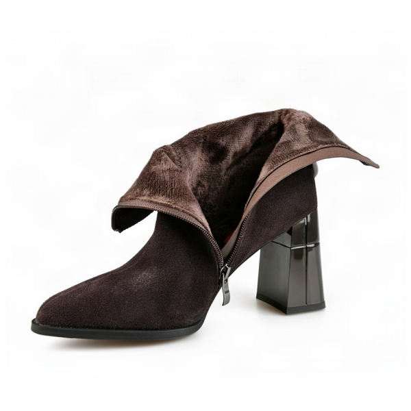 lady's boots genuin leather dark brown 0162881