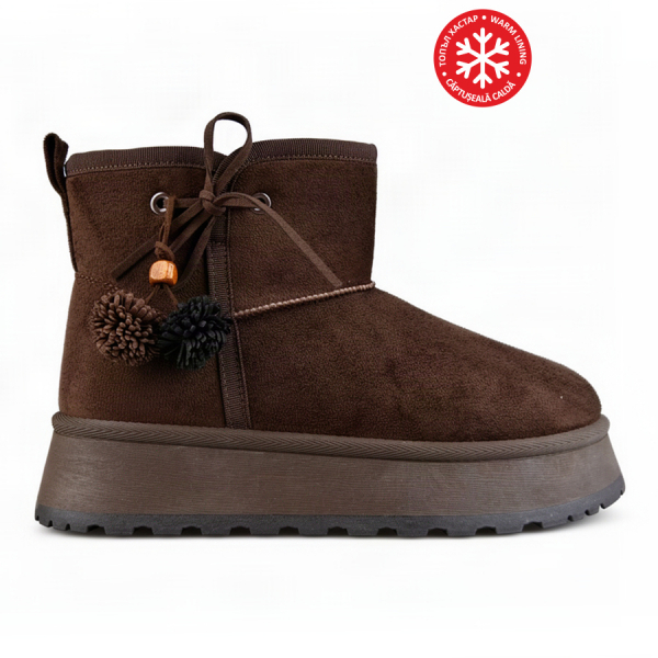 lady's boots textile brown