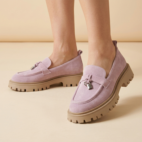 lady's shoes genuine leather purple 0160759
