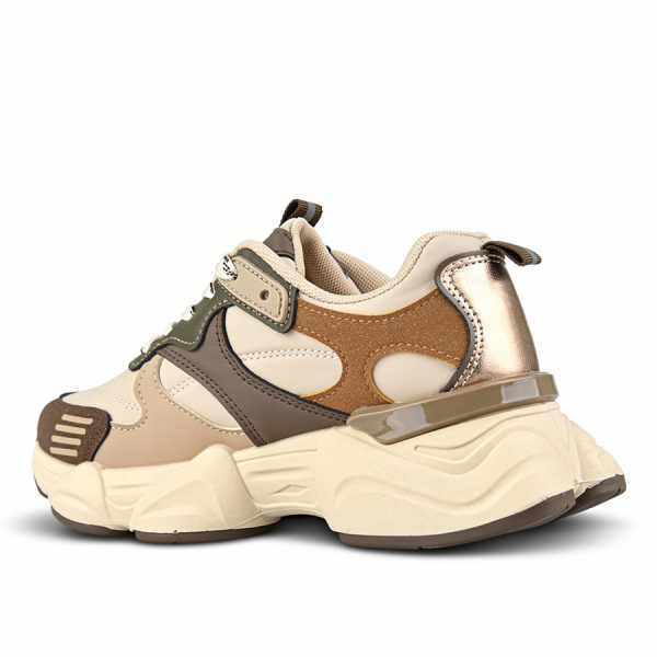 lady's sneakers synthetic leather beige 0162725
