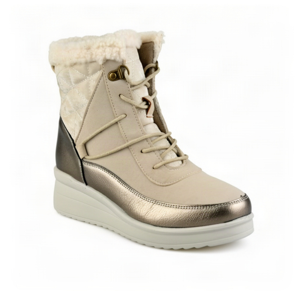 lady's boots synthetic leather/textile beige 0163258