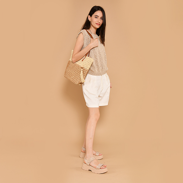 lady's sandals textiles beige 0161060