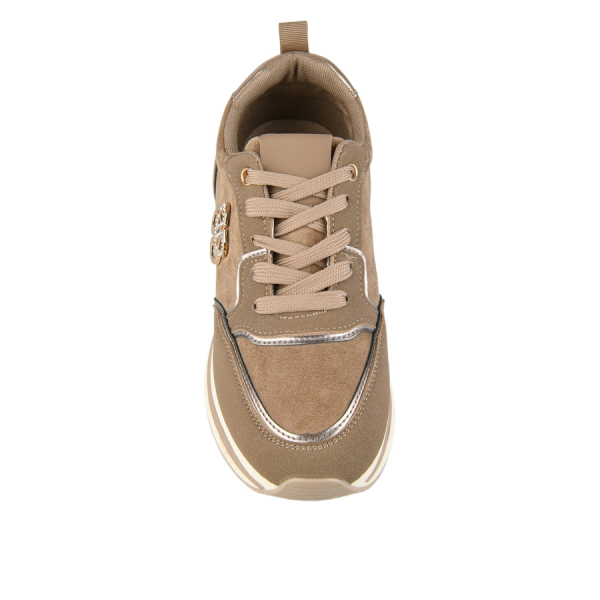 lady's sneakers textile/eco leather light brown 0162695