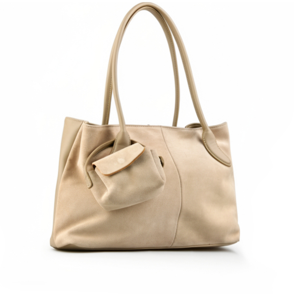 lady's bag genuine leather/eco leather beige