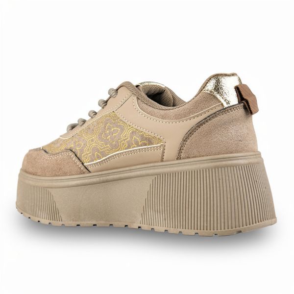 lady's sneakers textile/eco leather light brown 0162712