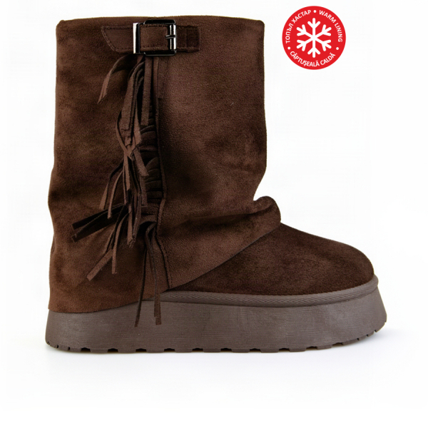 lady's boots textile brown